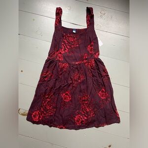 Old Navy Red and Pink Rose Dress